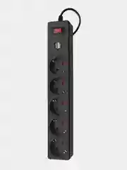 Белый сетевой фильтр, удлинитель, 2 Usb выхода 5 розеток Smartbuy