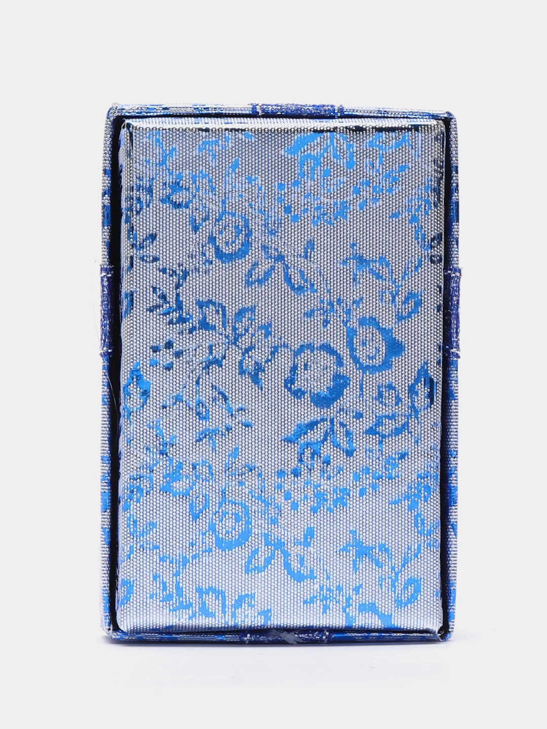 Синий коробочка подарочная под кулон, серьги, кольцо "Роза", блестящая, 8 см х 5 см х 3 см