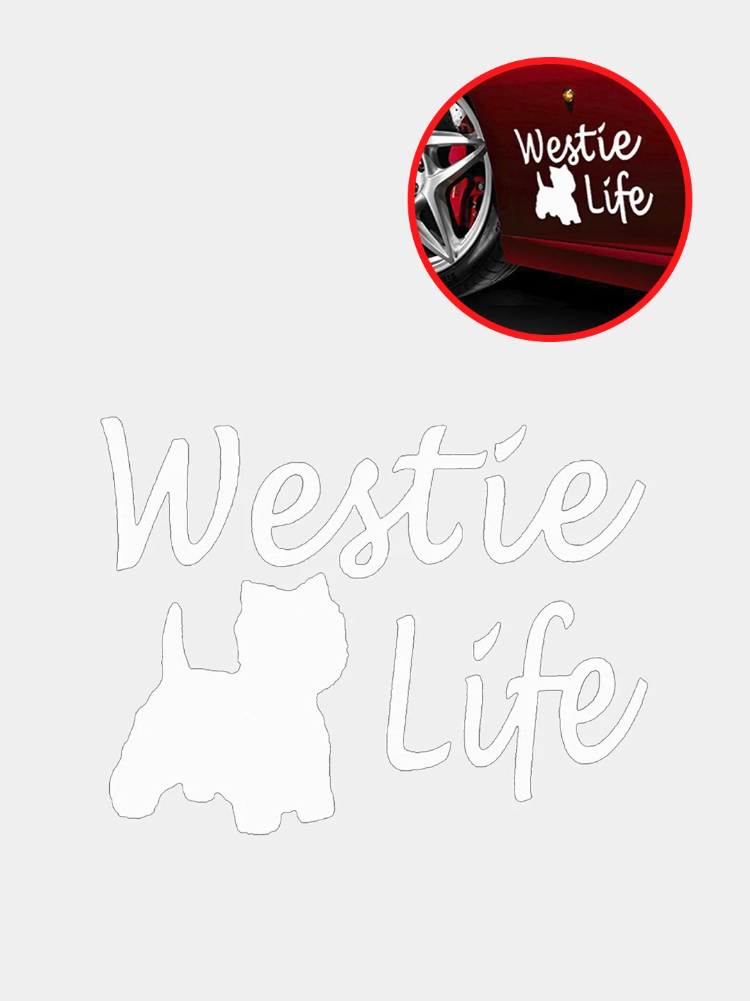 Белый наклейка на авто "Westie life"