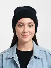 Черный шапка-бини Toprock Caps унисекс, зимняя, 21 цвет