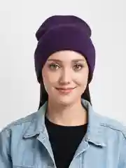 Фиолетовый шапка-бини Toprock Caps унисекс, зимняя, 21 цвет