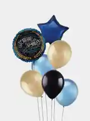 Черный набор воздушных шаров "С Днем рождения! ", 8 штук