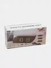 Синий часы-будильник настольные, электронные, LED, с зеркальным экраном и термометром