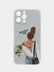 Тёмно-серый силиконовый чехол на Apple iPhone 13 Pro Max / Айфон 13 Pro Max прозрачный, с рисунком
