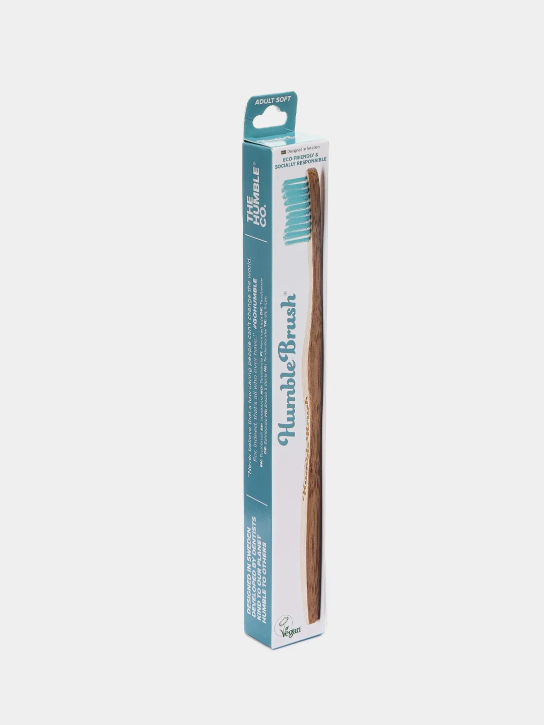 Зубная щетка для взрослых HUMBLE BRUSH из бамбука, голубая, мягкая щетина