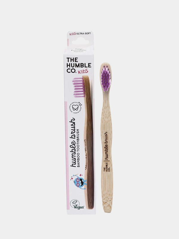 Детская зубная щетка HUMBLE BRUSH KIDS из бамбука, фиолетовая, ультрамягкая щетина