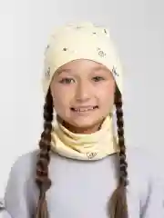 Желтый шапка и снуд, для девочек