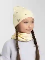 Желтый шапка и снуд, для девочек