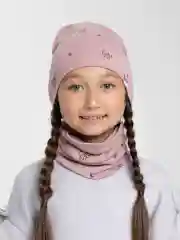 Коралловый меланж шапка и снуд, для девочек