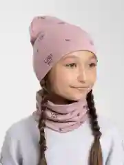 Коралловый меланж шапка и снуд, для девочек