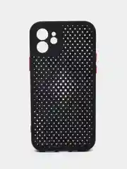 Черный чехол силиконовый с перфорацией для Айфон  iPhone 11 /11 Pro / 11 Pro Max / 12