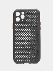 Черный чехол силиконовый с перфорацией для Айфон  iPhone 11 /11 Pro / 11 Pro Max / 12