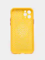 Желтый чехол силиконовый с перфорацией для Айфон  iPhone 11 /11 Pro / 11 Pro Max / 12