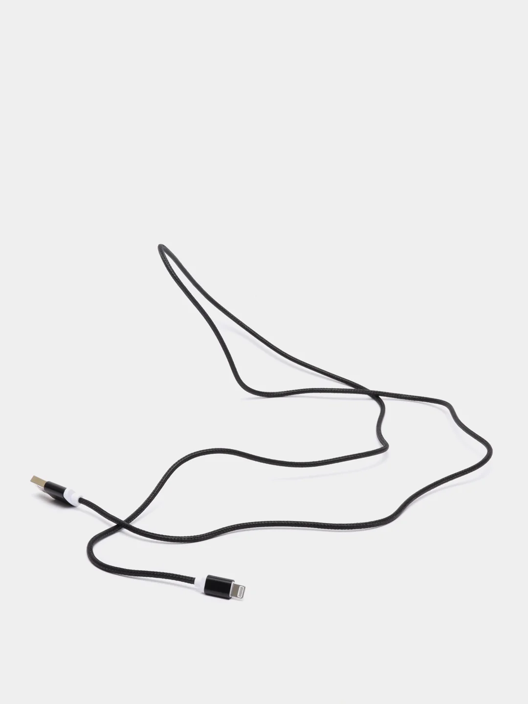 Черный кабель в нейлоновой оплетке USB for Micro+Lightning