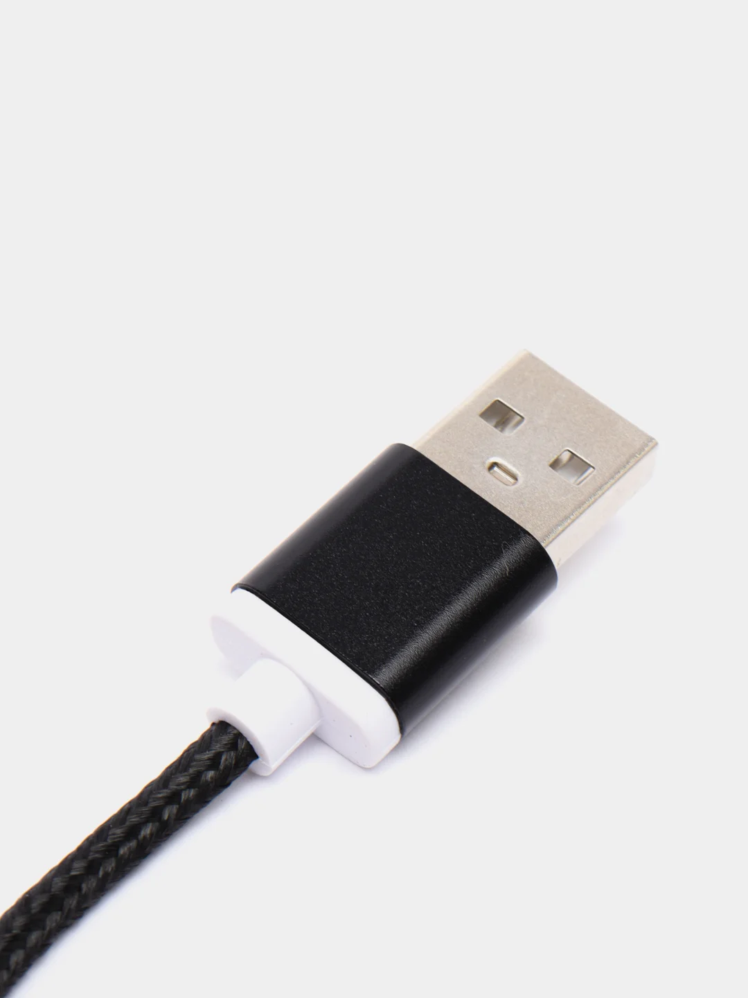 Черный кабель в нейлоновой оплетке USB for Micro+Lightning