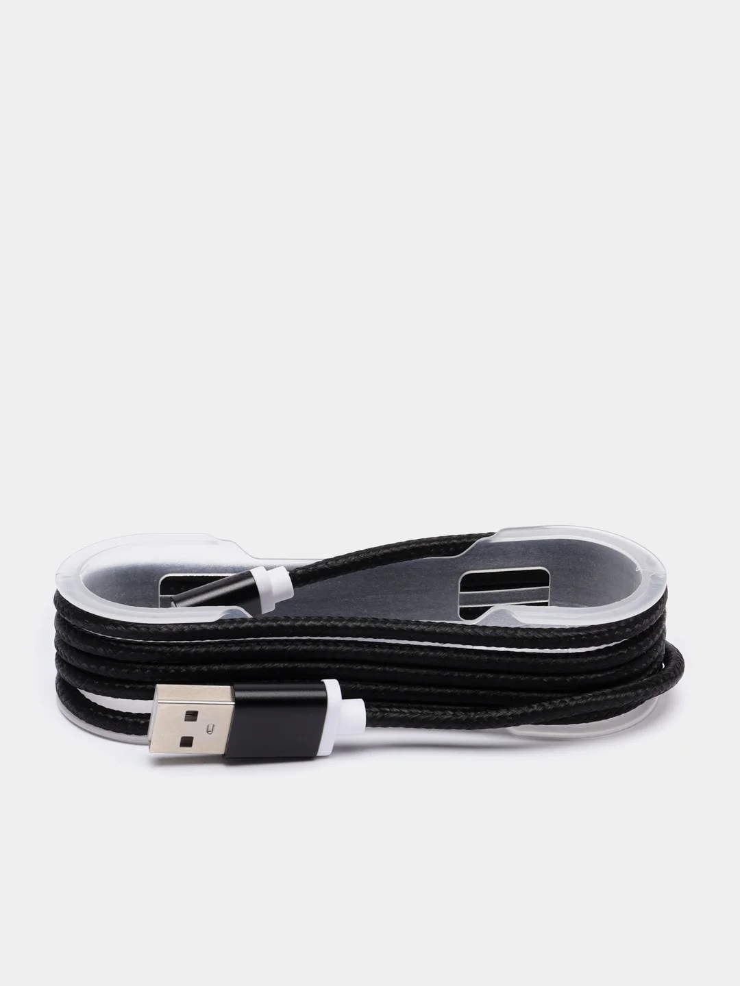 Черный кабель в нейлоновой оплетке USB for Micro+Lightning