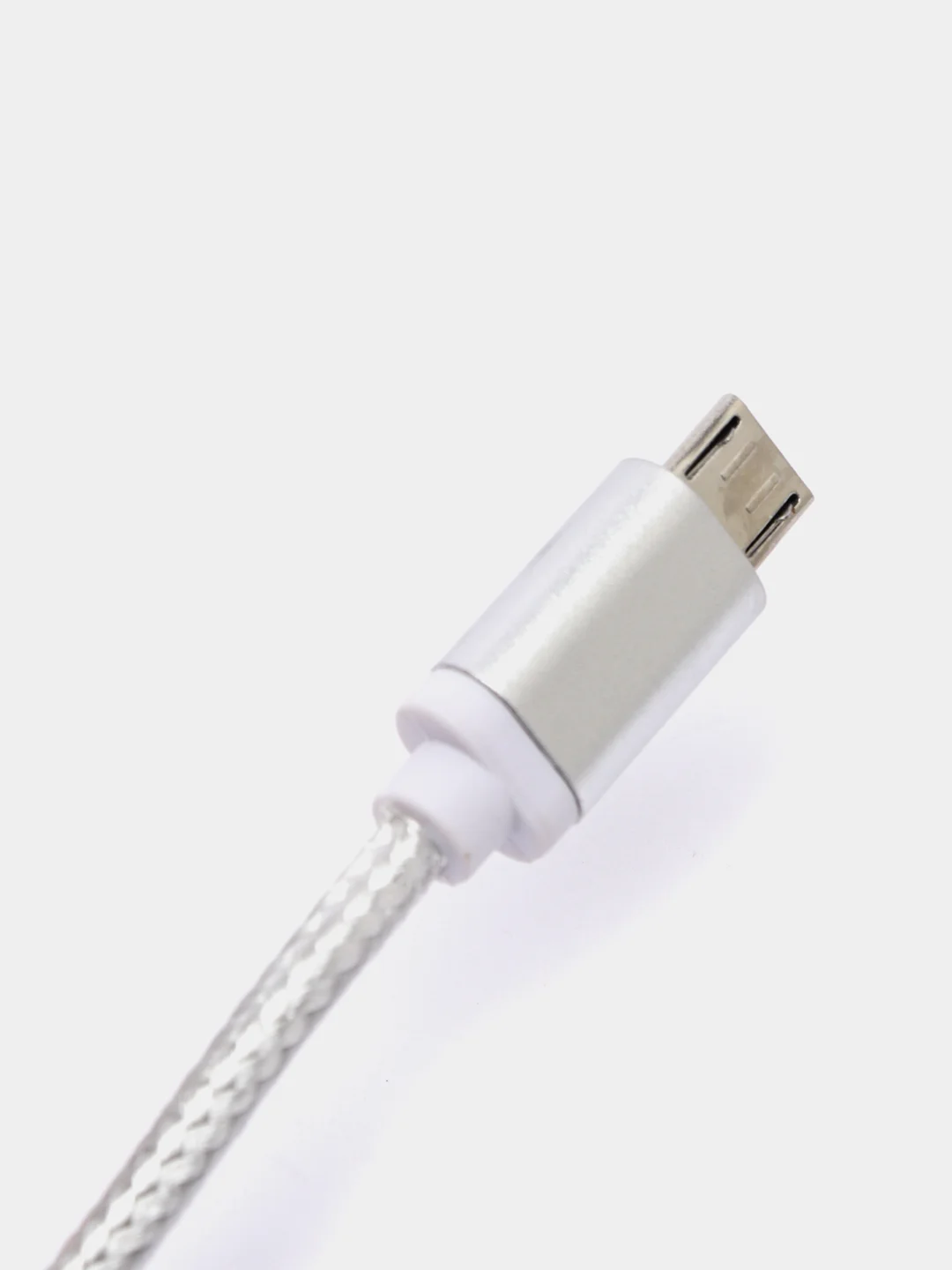 Серебряный кабель в нейлоновой оплетке USB for Micro+Lightning