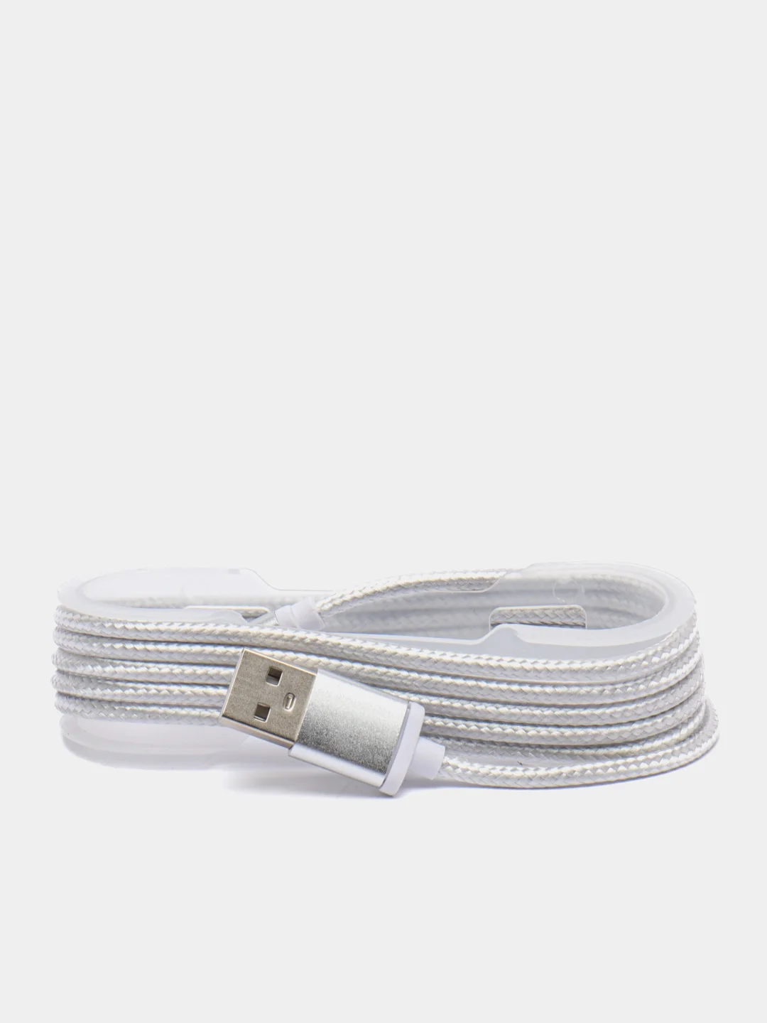 Серебряный кабель в нейлоновой оплетке USB for Micro+Lightning