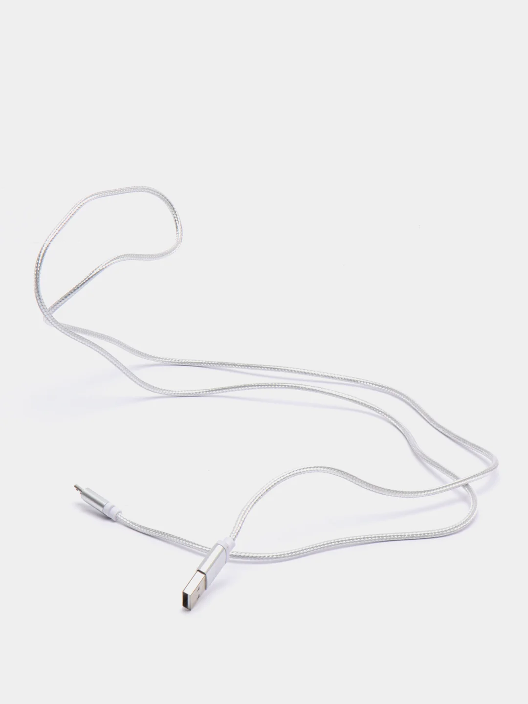 Серебряный кабель в нейлоновой оплетке USB for Micro+Lightning