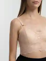 Бежевый топ ажурный, базовый