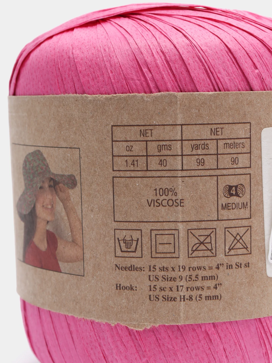 Розовый пряжа Fibranatura Raffia, 40 г, 90 м