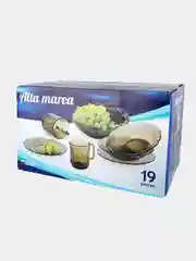 Набор столовой посуды Alta Marea, дымчатое закаленное стекло, 19 предметов