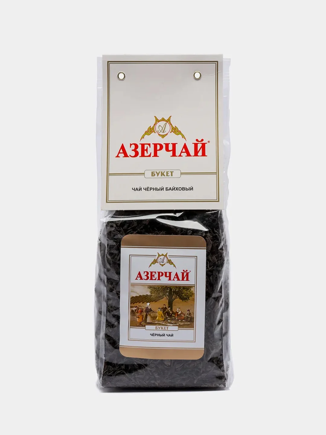 Чай АЗЕРЧАЙ "Букет", черный байховый, крупнолистовой, прозрачная упаковка, 200 г