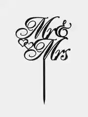 Черный топпер #Т7 "Mr&Mrs" для свадебного торта из зеркального акрила