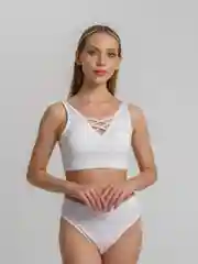 Белый комплект нижнего белья: топ и стринги, бесшовный