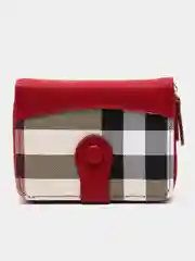 Красный женский кошелек "Клетка" с отделениями для карт, купюр и мелочи