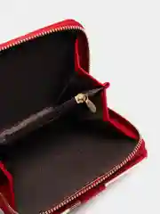 Красный женский кошелек "Клетка" с отделениями для карт, купюр и мелочи