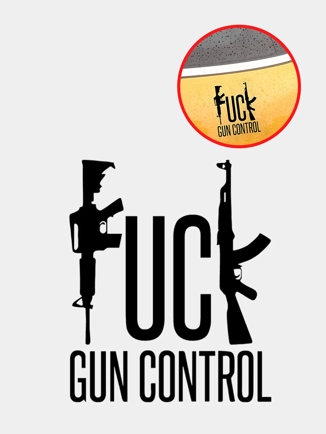 Белый наклейка на авто "Fuck gun control"