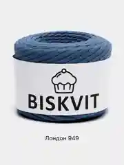 Синий меланж пряжа Трикотажная Biskvit 100% Хлопок 330г 100м ( Бисквит Часть 1 )