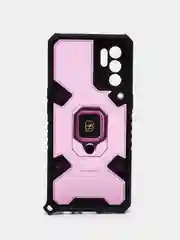 Тёмно-розовый чехол противоударный с кольцом-держателем на Oppo Reno 6 Reno6 (Оппо Рено 6)