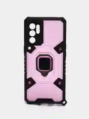 Тёмно-розовый чехол противоударный с кольцом-держателем на Oppo Reno 6 Reno6 (Оппо Рено 6)