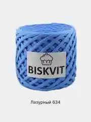 Голубой пряжа Трикотажная Biskvit 100% Хлопок 330г 100м ( Бисквит Часть 1 )