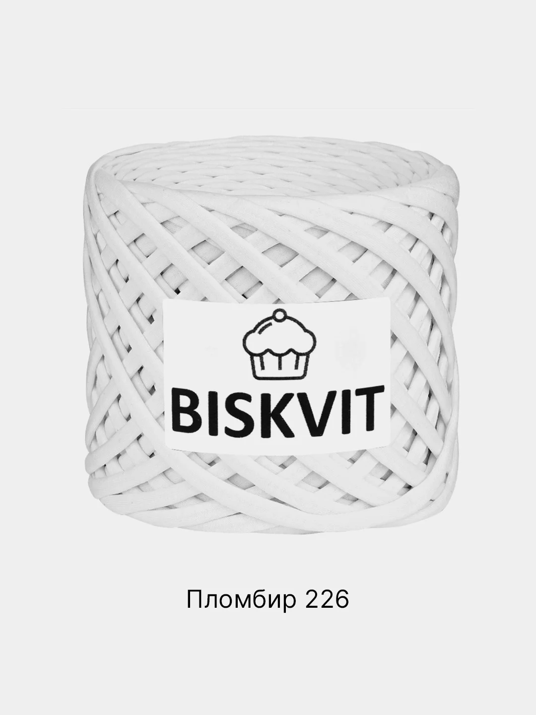 Белый пряжа Трикотажная Biskvit 100% Хлопок 330г 100м ( Бисквит Часть 1 )