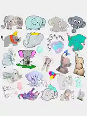 Наклейки Слоники /50шт/ Стикеры для скрапбукинга на блокнот, тетрадь
