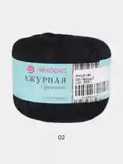 Черный пряжа Пехорка Ажурная 100% мерсеризованный хлопок 50г 280м