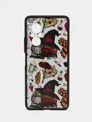 Тёмно-бордовый чехол с ярким рисунком/принтом на Huawei Nova 9 SE (Хуавей Нова 9 СЕ)