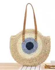 Белый сумка пляжная соломенная круглая