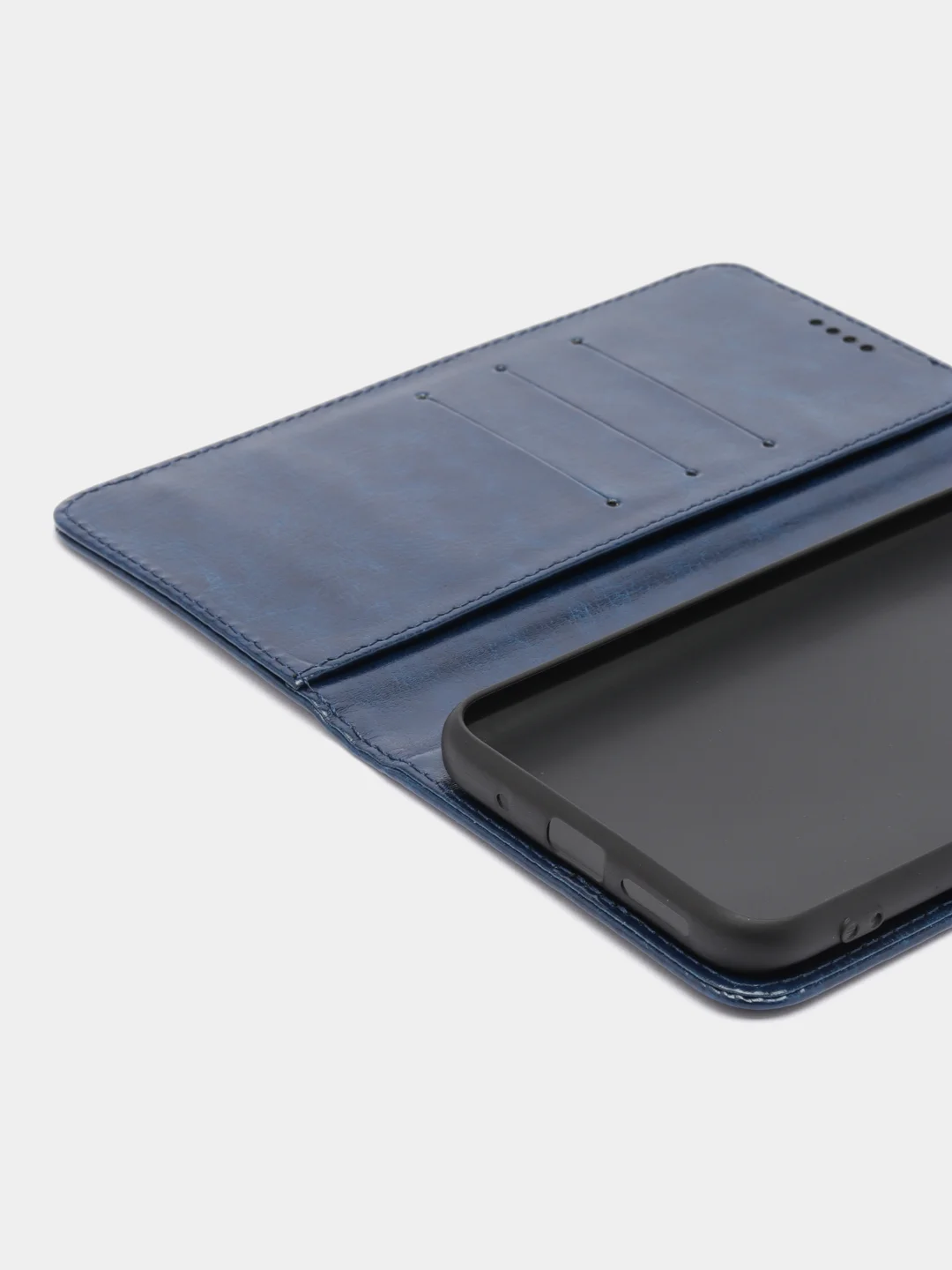 Темно-синий кожаный PU чехол-книжка Xiaomi Redmi 10, 4G