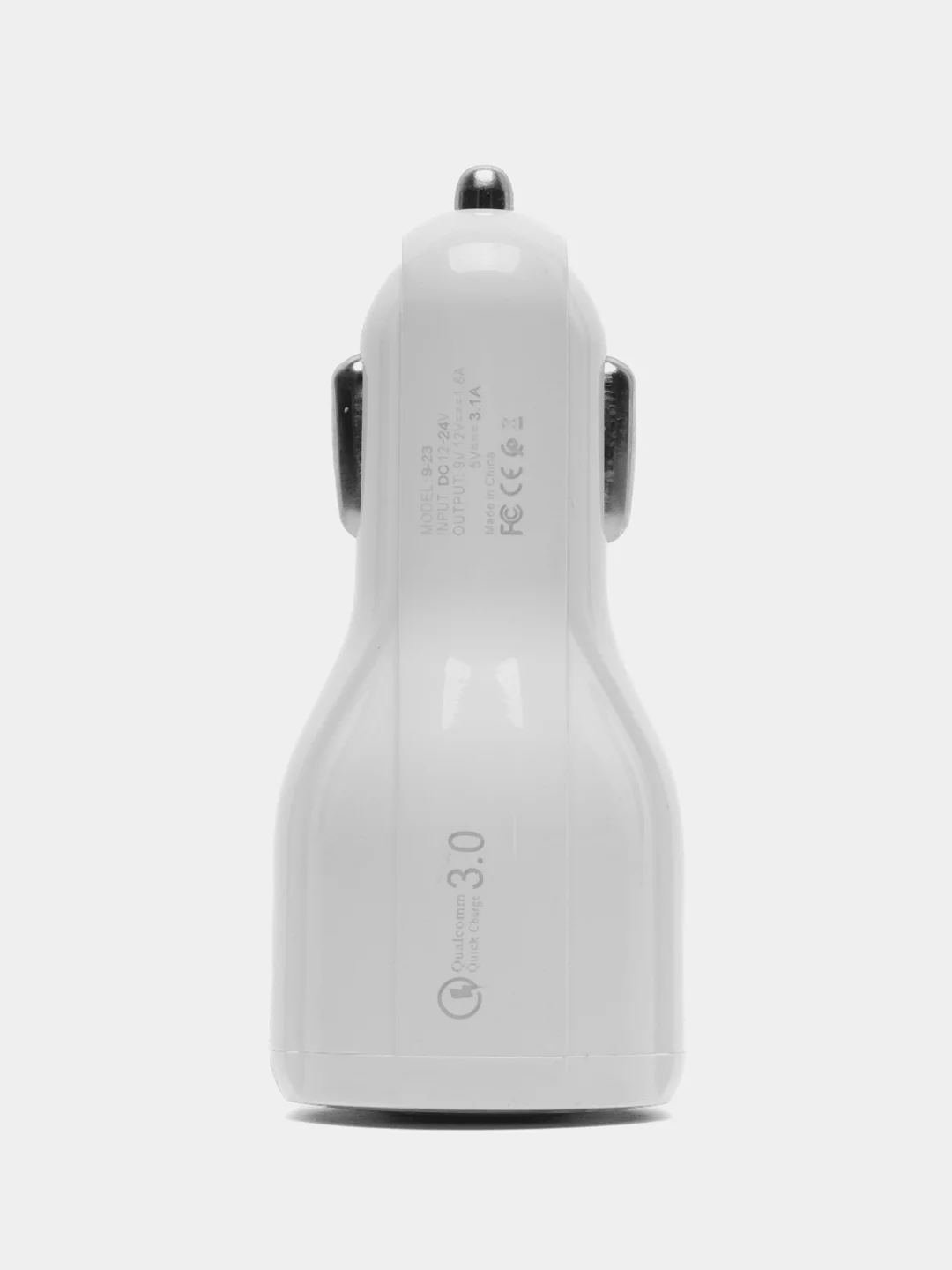 Белый автомобильная зарядка , быстрая зарядка QC3.0, 2xUSB, 3.1A, 12V