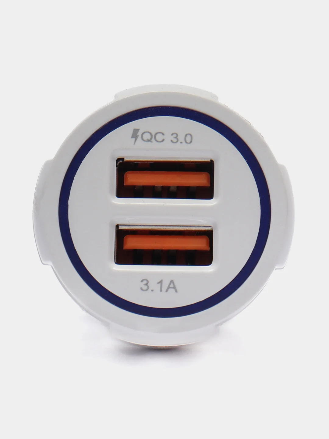 Белый автомобильная зарядка , быстрая зарядка QC3.0, 2xUSB, 3.1A, 12V