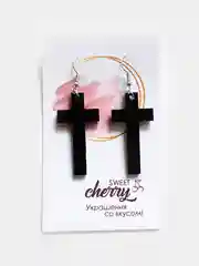 Черный серьги "Крестики"
