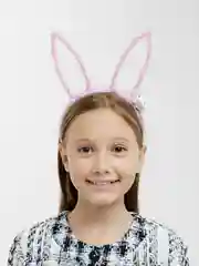 Розовый ободок светящийся карнавальный, ушки зайчика, рожки-рога черта