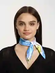 Голубой платок женский, шелковый