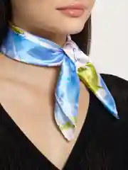 Голубой платок женский, шелковый