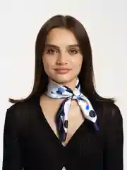 Синий платок женский, шелковый