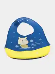 Синий нагрудник детский силиконовый с карманом